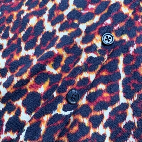 Merona Women’s Cardigan Sweater Cheetah Leopard Animal Print V-neck Y2K 2000s - Picture 9 of 16